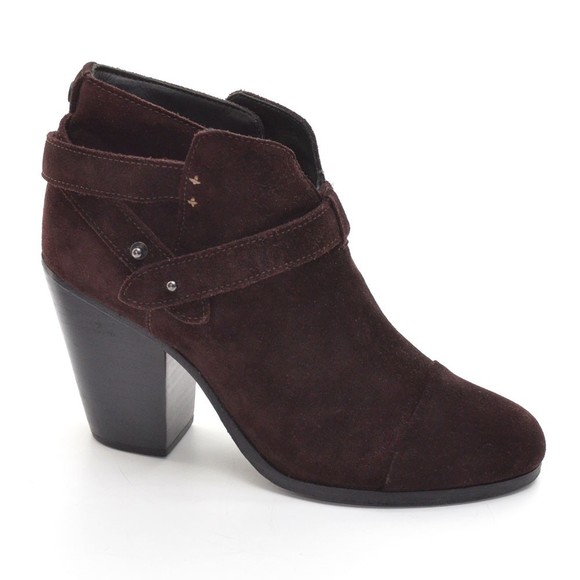 rag & bone Harrow Burgundy Suede Strap Booties 40 / 10 - Picture 4 of 7